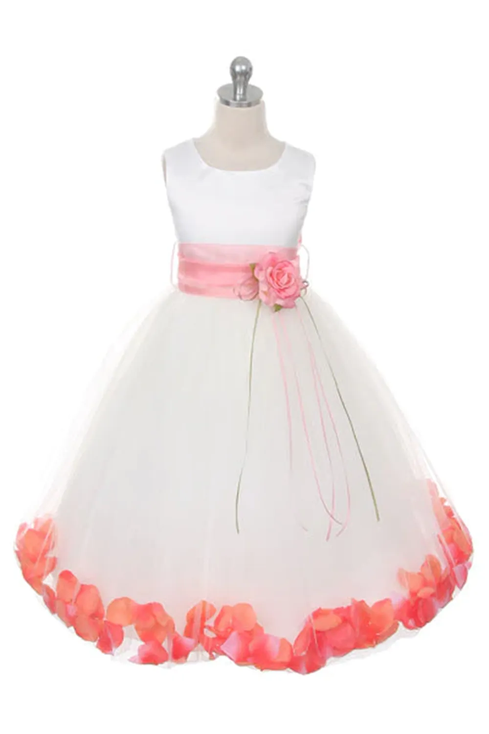 160 B Satin Flower Petal Ivory Flower Girl Dress (2 of 2 Selections)