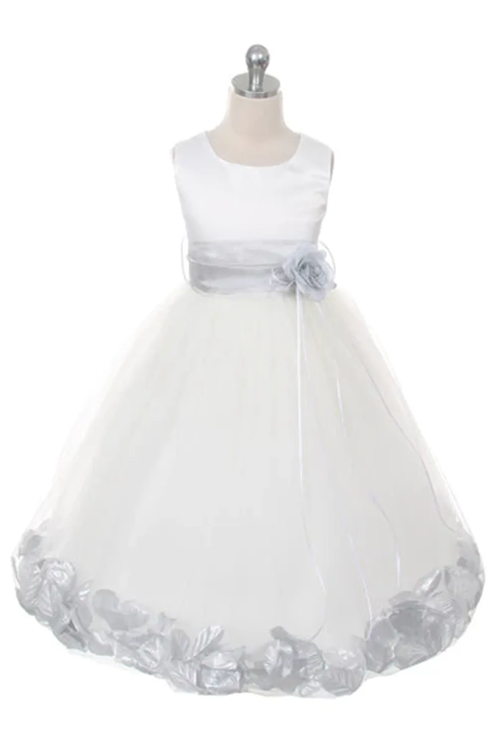 160 B Satin Flower Petal Ivory Flower Girl Dress (2 of 2 Selections)