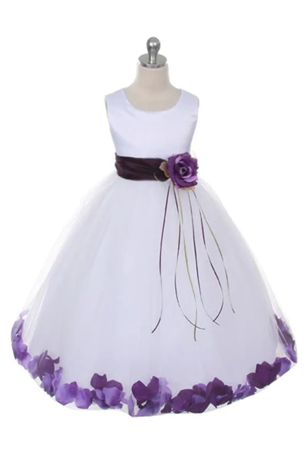 160 B Satin Flower Petal Ivory Flower Girl Dress (2 of 2 Selections)