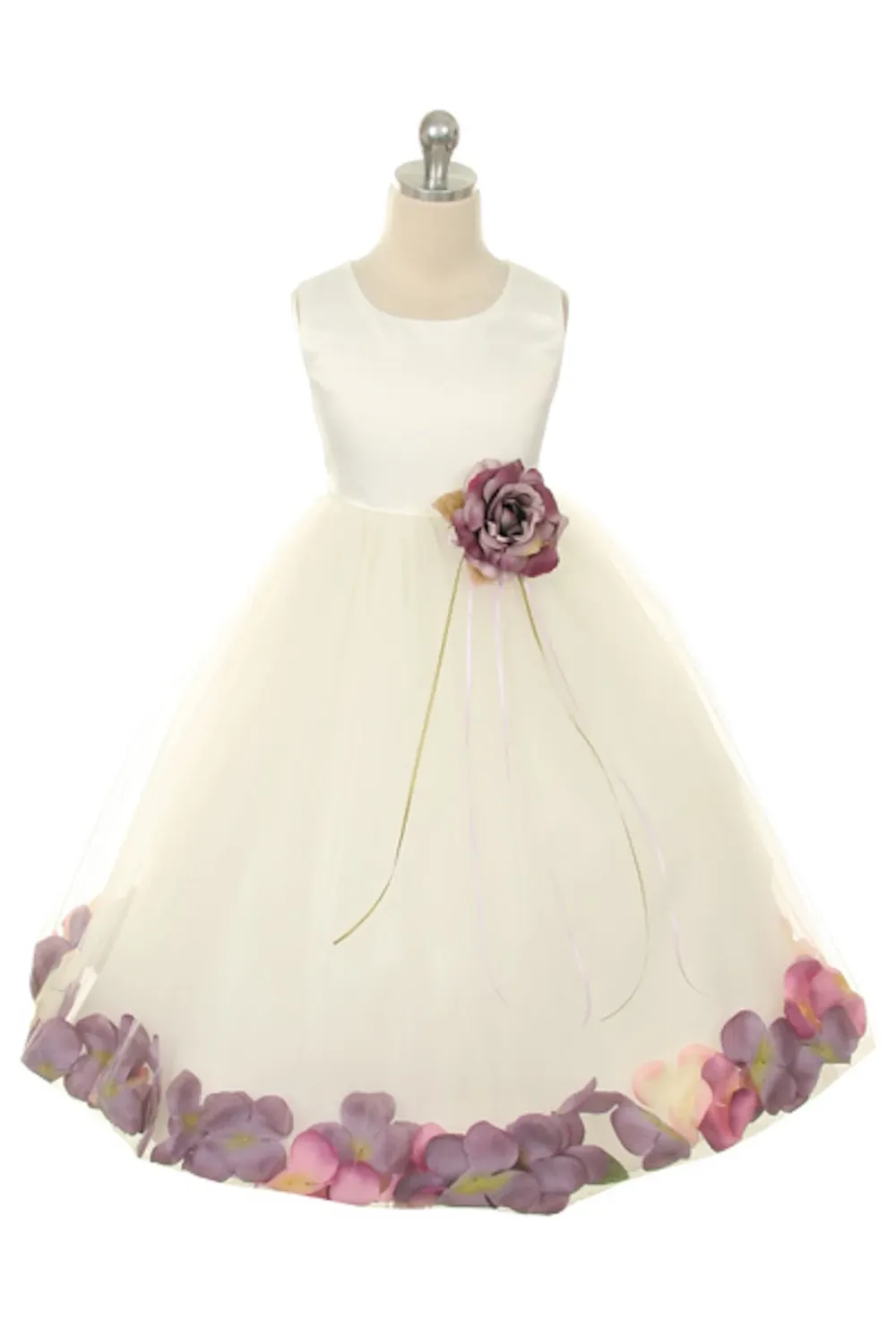 160 B Satin Flower Petal Ivory Flower Girl Dress (2 of 2 Selections)