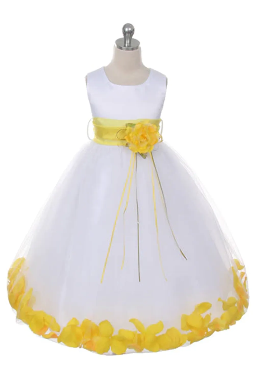 160 B Satin Flower Petal Ivory Flower Girl Dress (2 of 2 Selections)