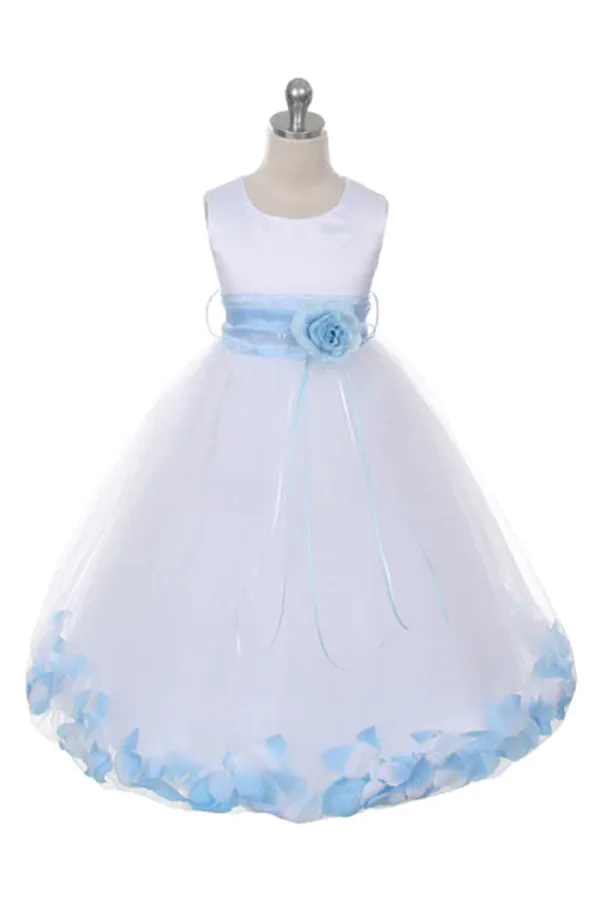 160 B Satin Flower Petal Ivory Flower Girl Dress (2 of 2 Selections)