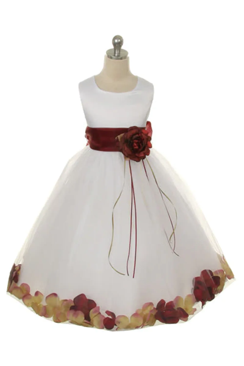 160 B Satin Flower Petal Ivory Flower Girl Dress (2 of 2 Selections)