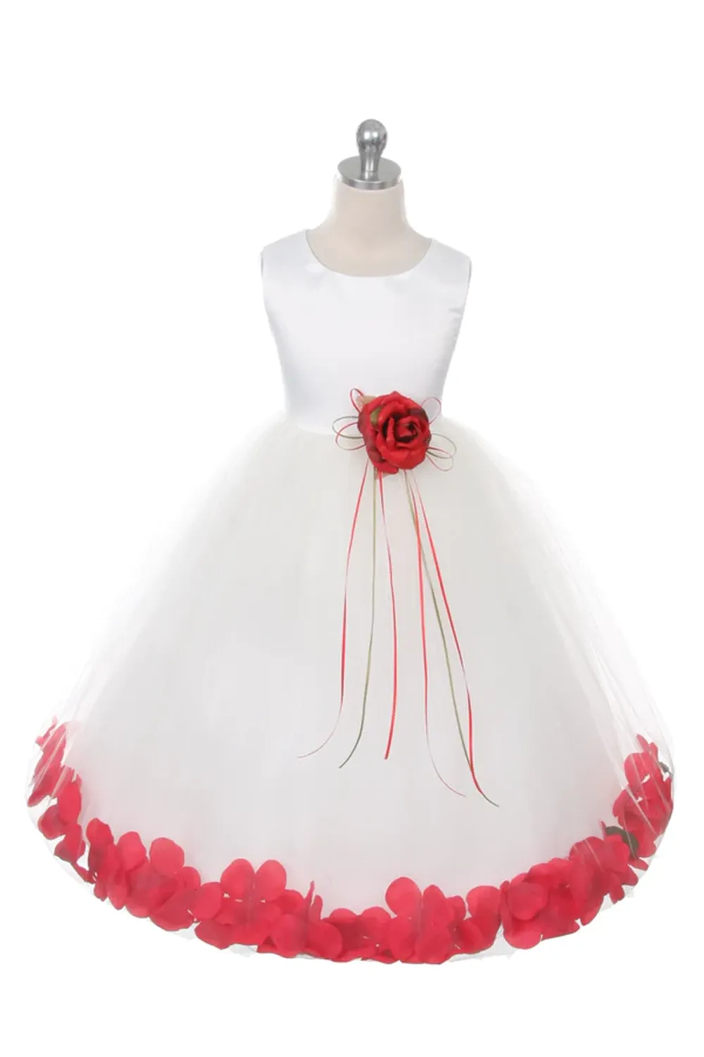 160 B Satin Flower Petal Ivory Flower Girl Dress (2 of 2 Selections)