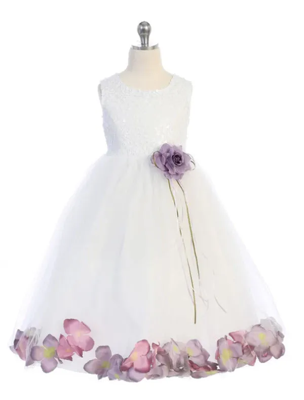 160 C White Sequin Top Flower Petal Girl Dress (1 of 2)