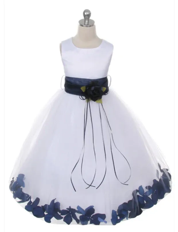 160 C White Sequin Top Flower Petal Girl Dress (1 of 2)