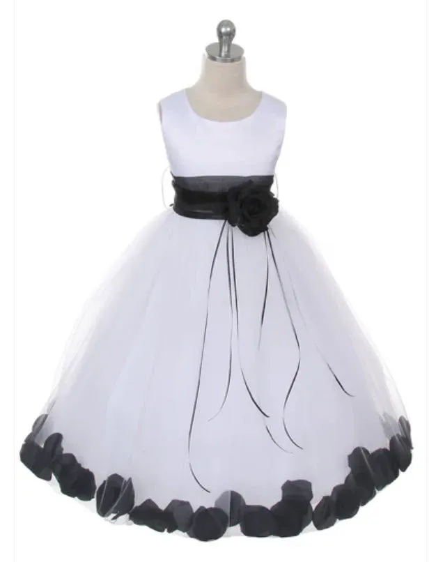 160 C White Sequin Top Flower Petal Girl Dress (1 of 2)