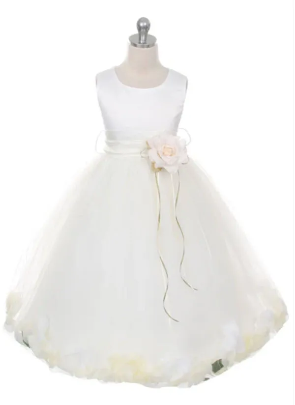 160 C White Sequin Top Flower Petal Girl Dress (1 of 2)