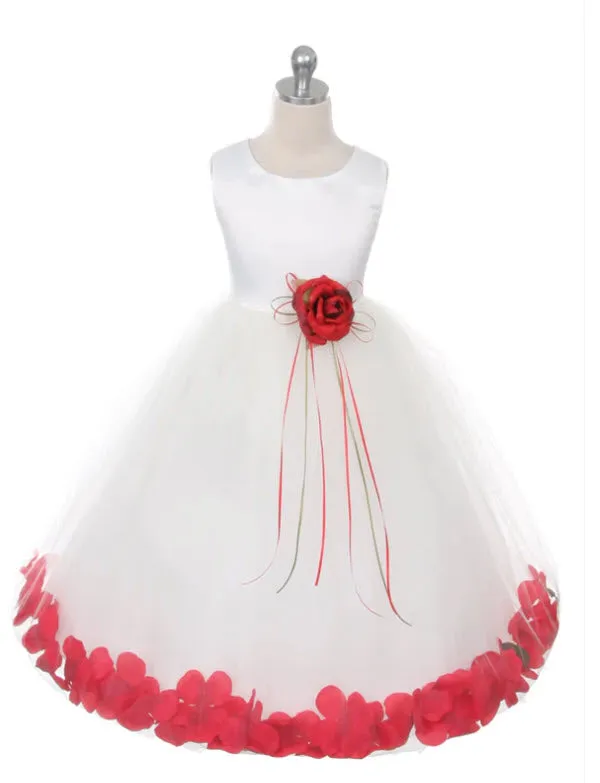 160 C White Sequin Top Flower Petal Girl Dress (1 of 2)