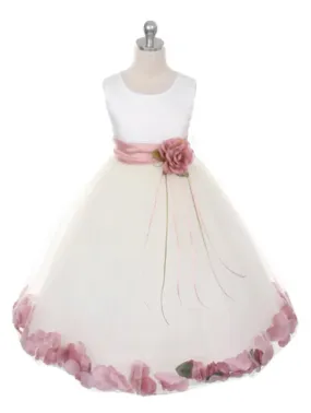 160B White Satin Flower Petal Girl Dress (1 of 2 selections)