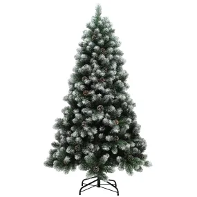 6ft Artificial Pine Christmas Tree with Pinecones, Steel Base