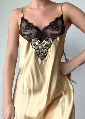 80's Gold & Black Maxi Slip (M)