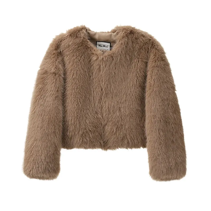 Advbridge Iconic Street Fashion Week Luxury Brand Gardient Cropped Faux Fur Coat Women Winter 2024 Hot Cool Girls Fluffy Short Fur Jacket