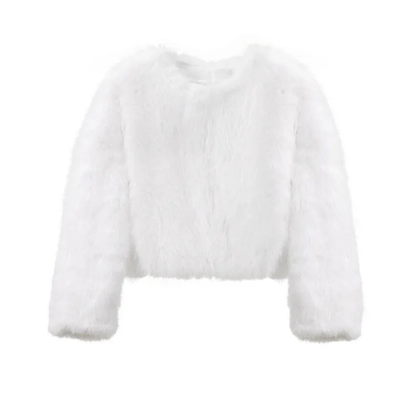 Advbridge Iconic Street Fashion Week Luxury Brand Gardient Cropped Faux Fur Coat Women Winter 2024 Hot Cool Girls Fluffy Short Fur Jacket