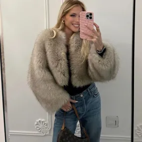 Advbridge Iconic Street Fashion Week Luxury Brand Gardient Cropped Faux Fur Coat Women Winter 2024 Hot Cool Girls Fluffy Short Fur Jacket