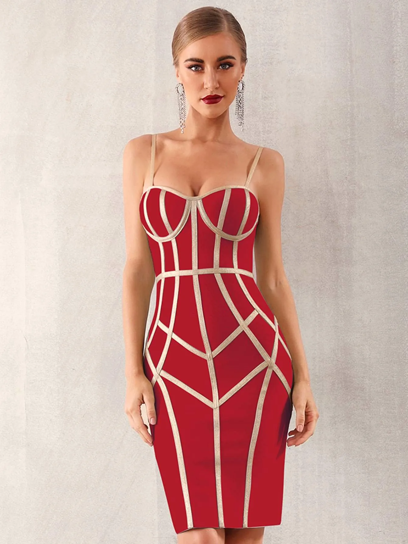 Adyce Zip Back Bustier Bandage Slip Dress