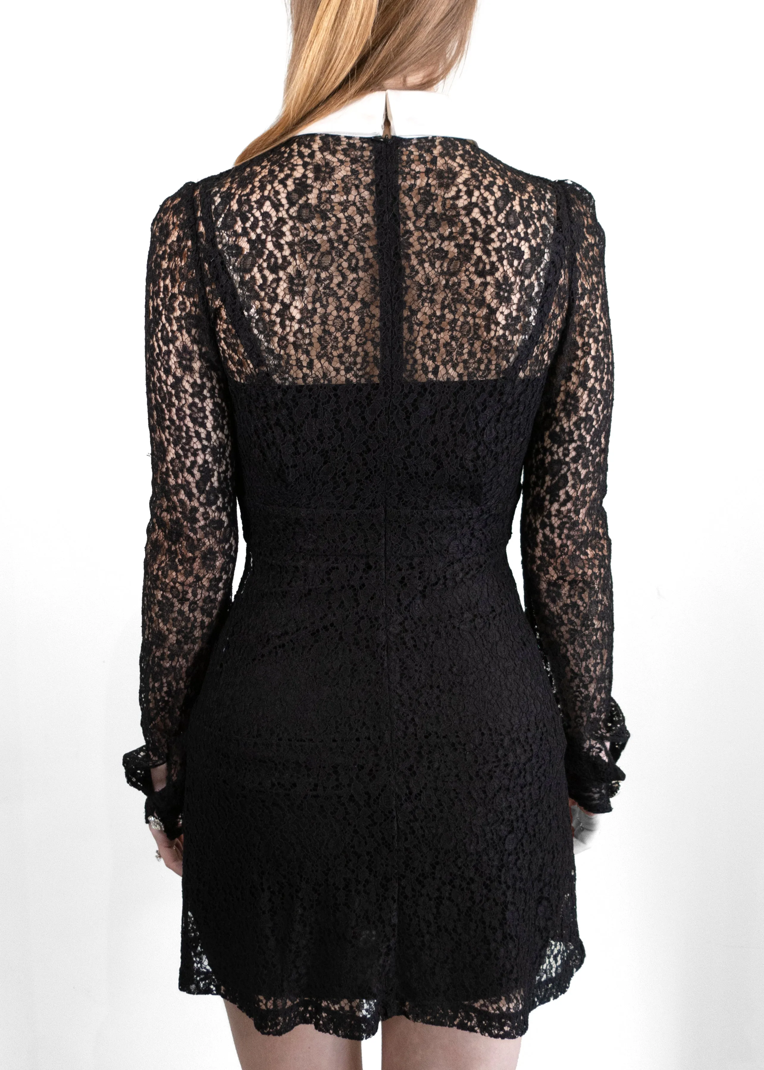 Alessandra Rich Silk Mini Lace Dress