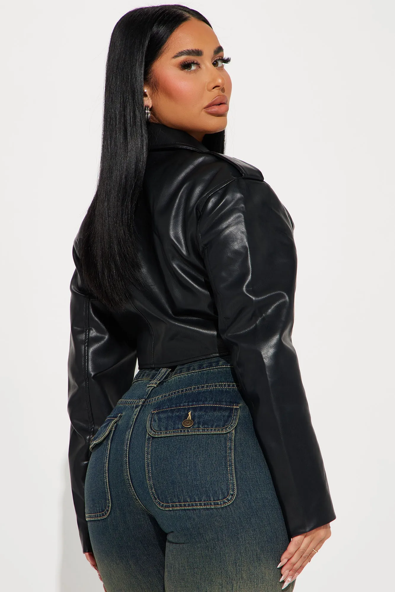 Alexis Cropped Moto Jacket - Black