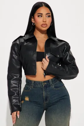 Alexis Cropped Moto Jacket - Black