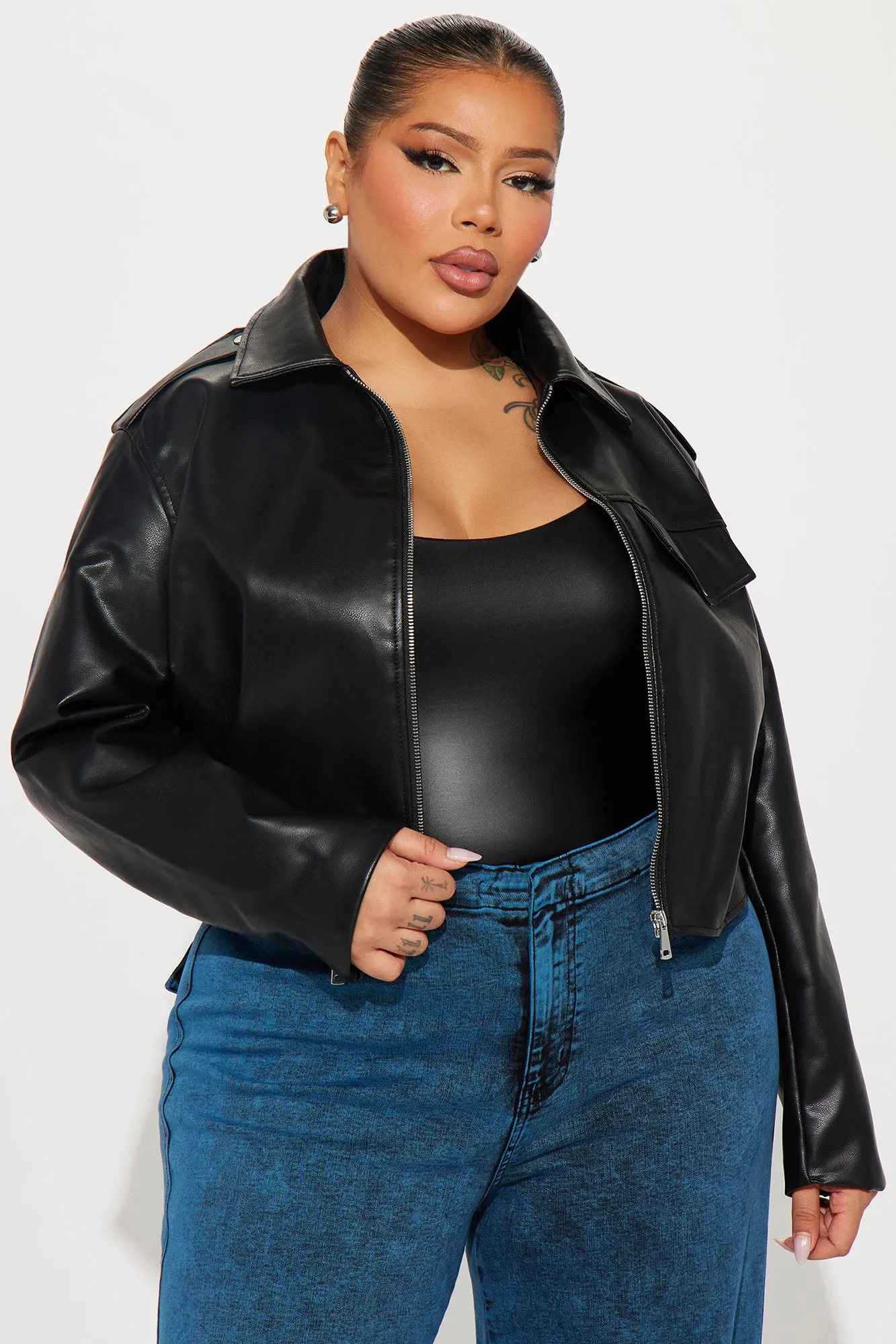 Alexis Cropped Moto Jacket - Black