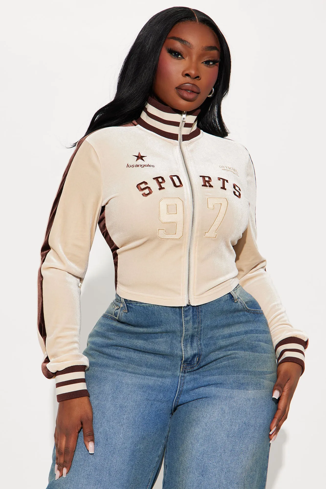 All Star Sports Club Velour Jacket - Taupe