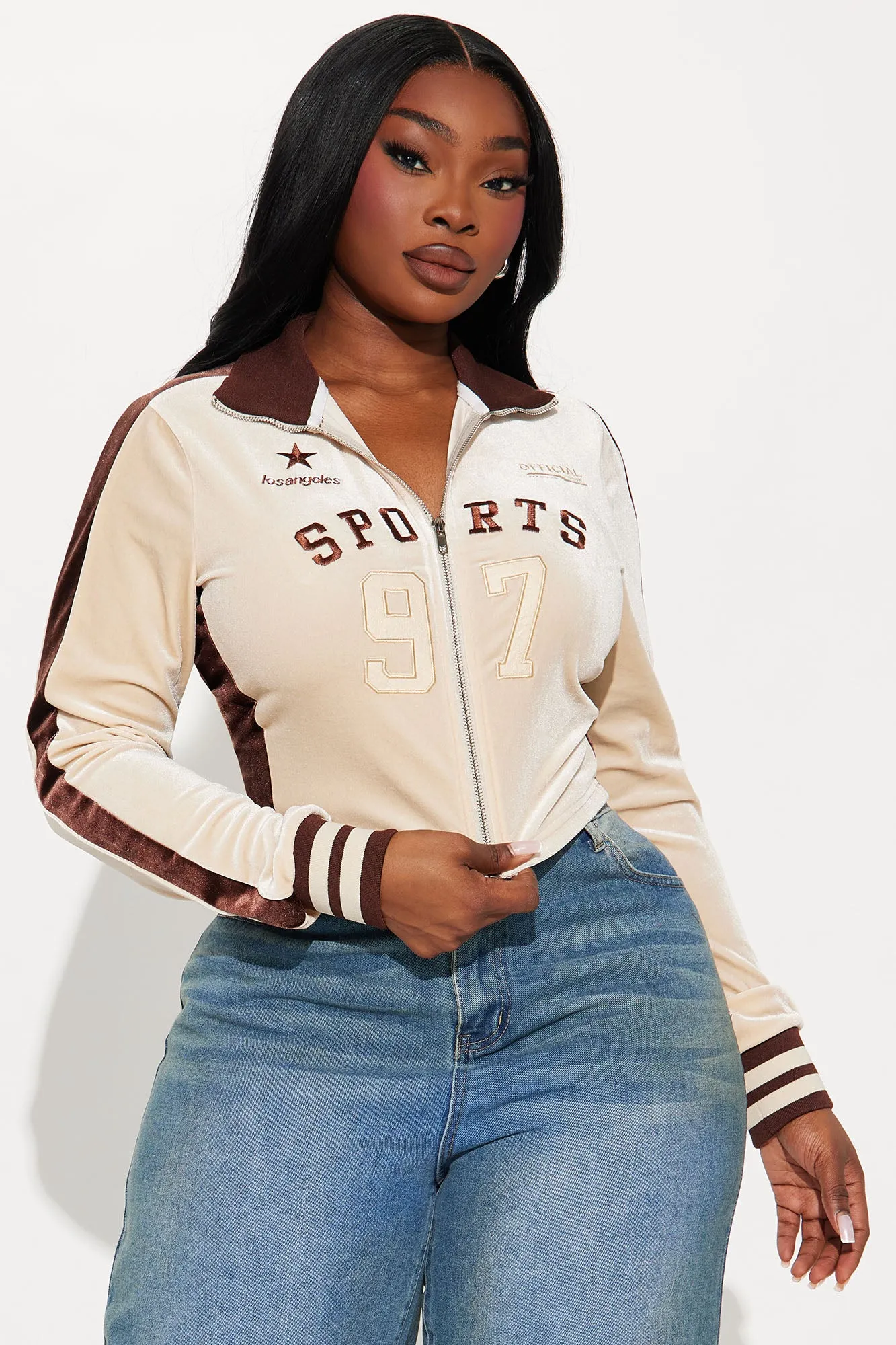 All Star Sports Club Velour Jacket - Taupe