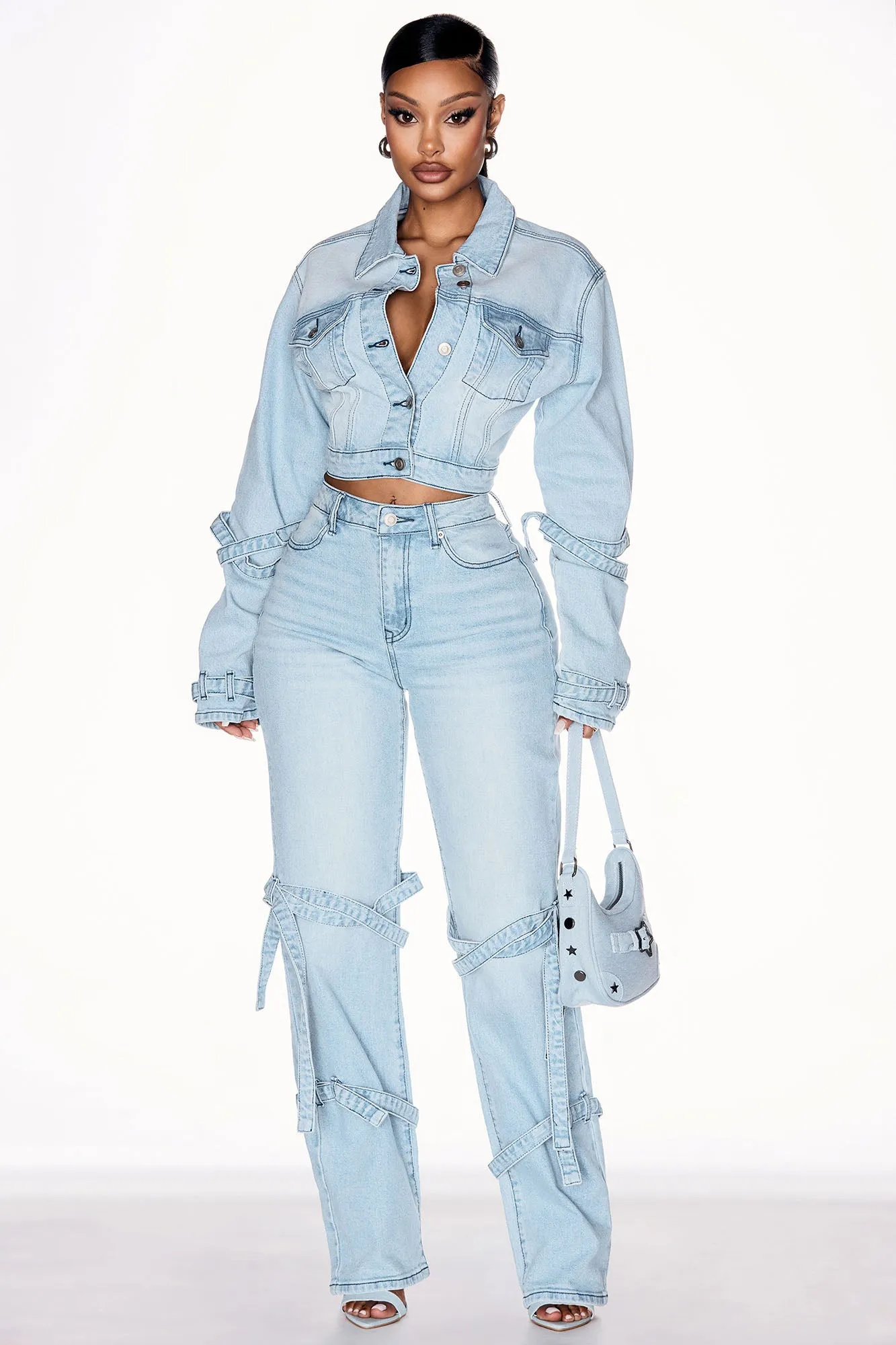 All Tied Up Stretch Denim Jacket - Light Wash