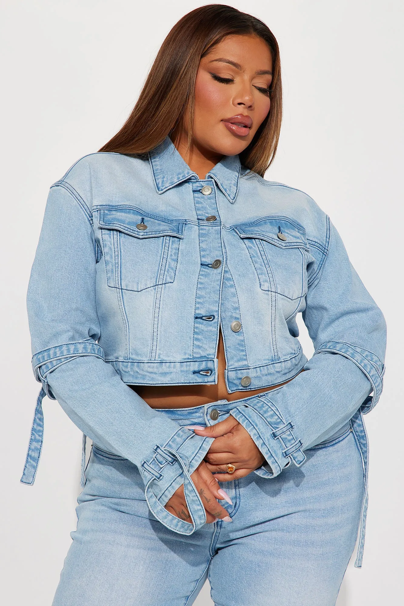 All Tied Up Stretch Denim Jacket - Light Wash