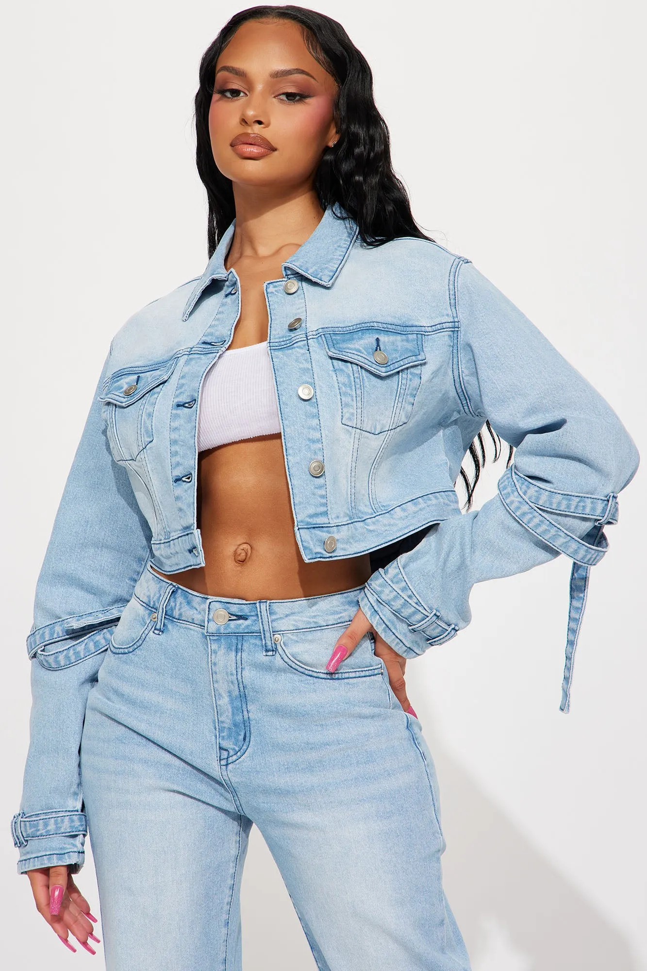 All Tied Up Stretch Denim Jacket - Light Wash