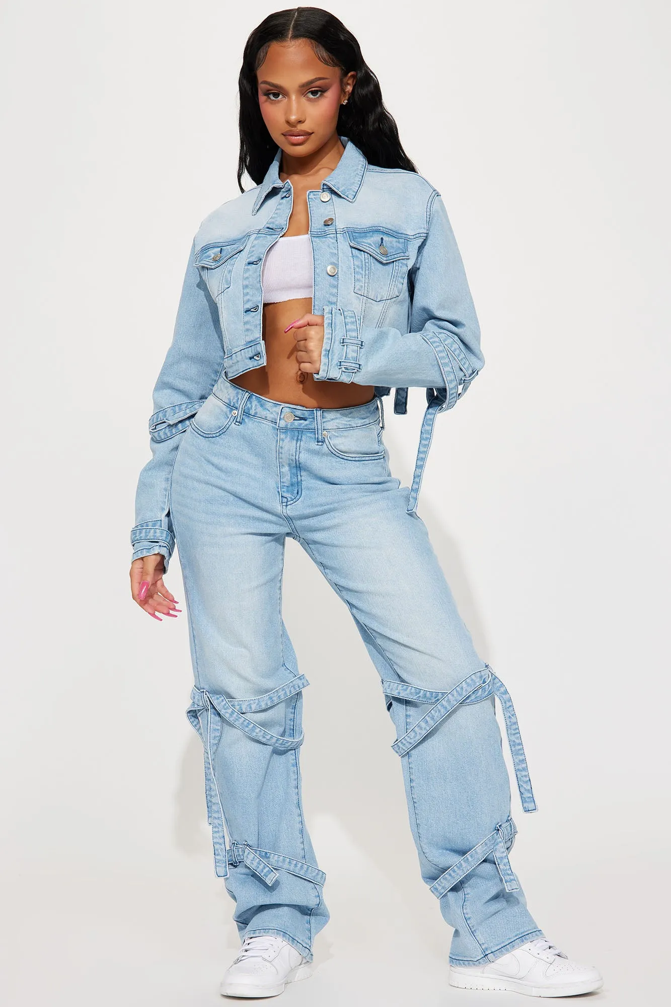 All Tied Up Stretch Denim Jacket - Light Wash