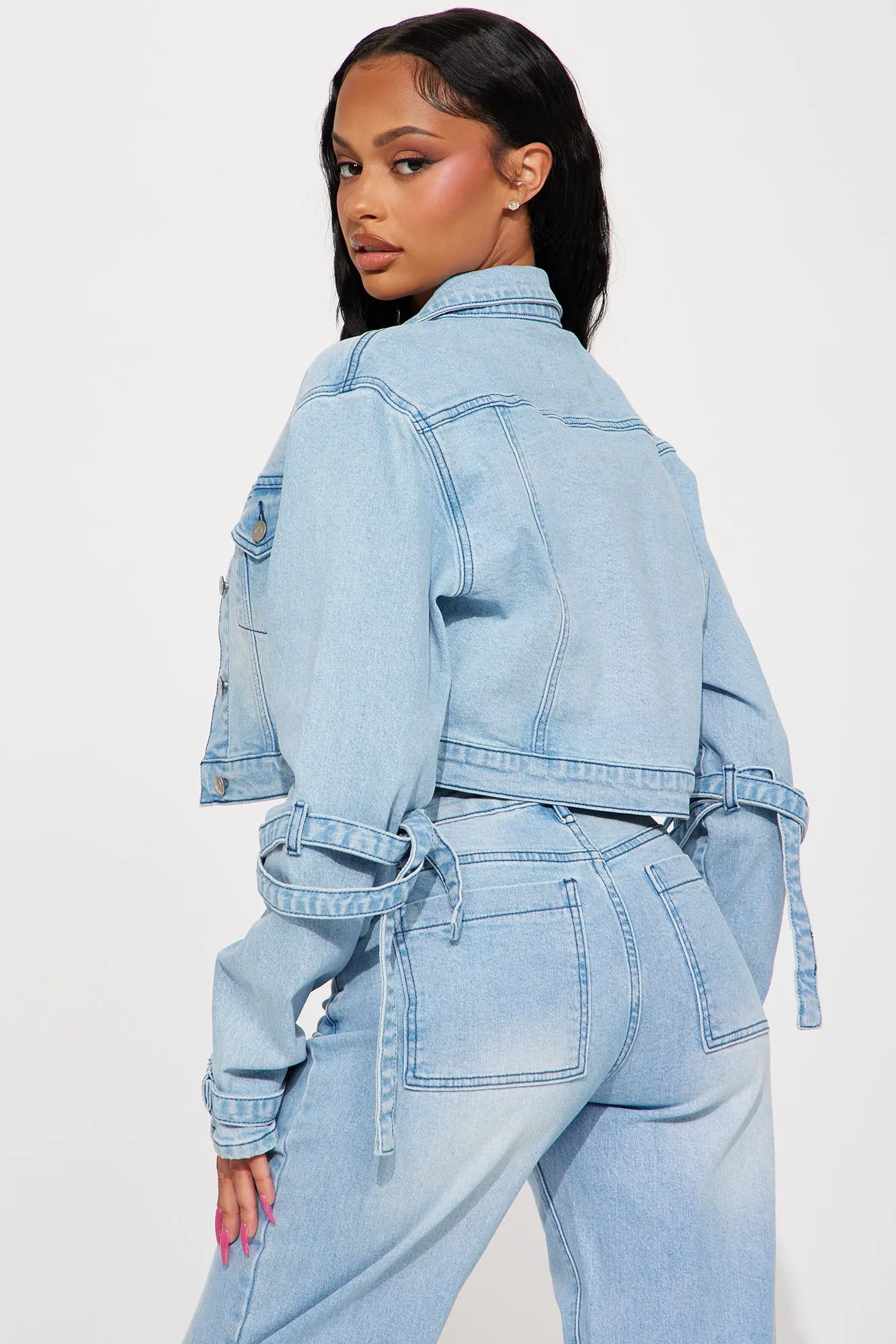 All Tied Up Stretch Denim Jacket - Light Wash