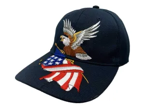 American Flag & Bald Eagle Veteran XM Navy Structured Adjustable Strap Hat Cap