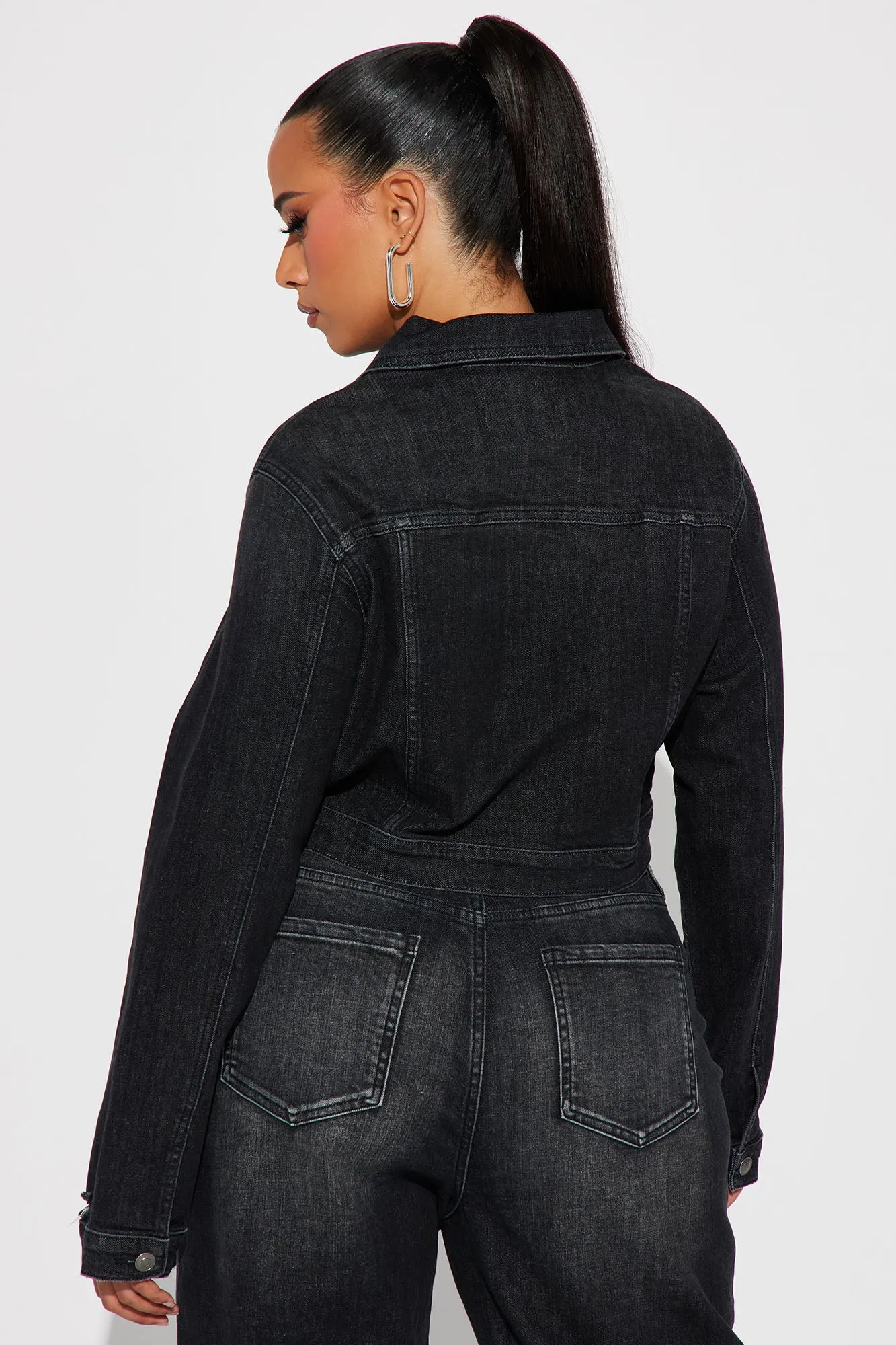 Astrid Stretch Denim Jacket - Black Wash