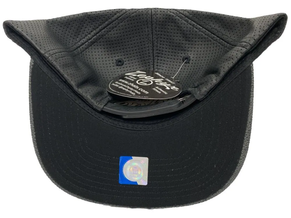 Auburn Tigers Zephyr Black Faux Leather with Textured Flat Bill Snapback Hat Cap