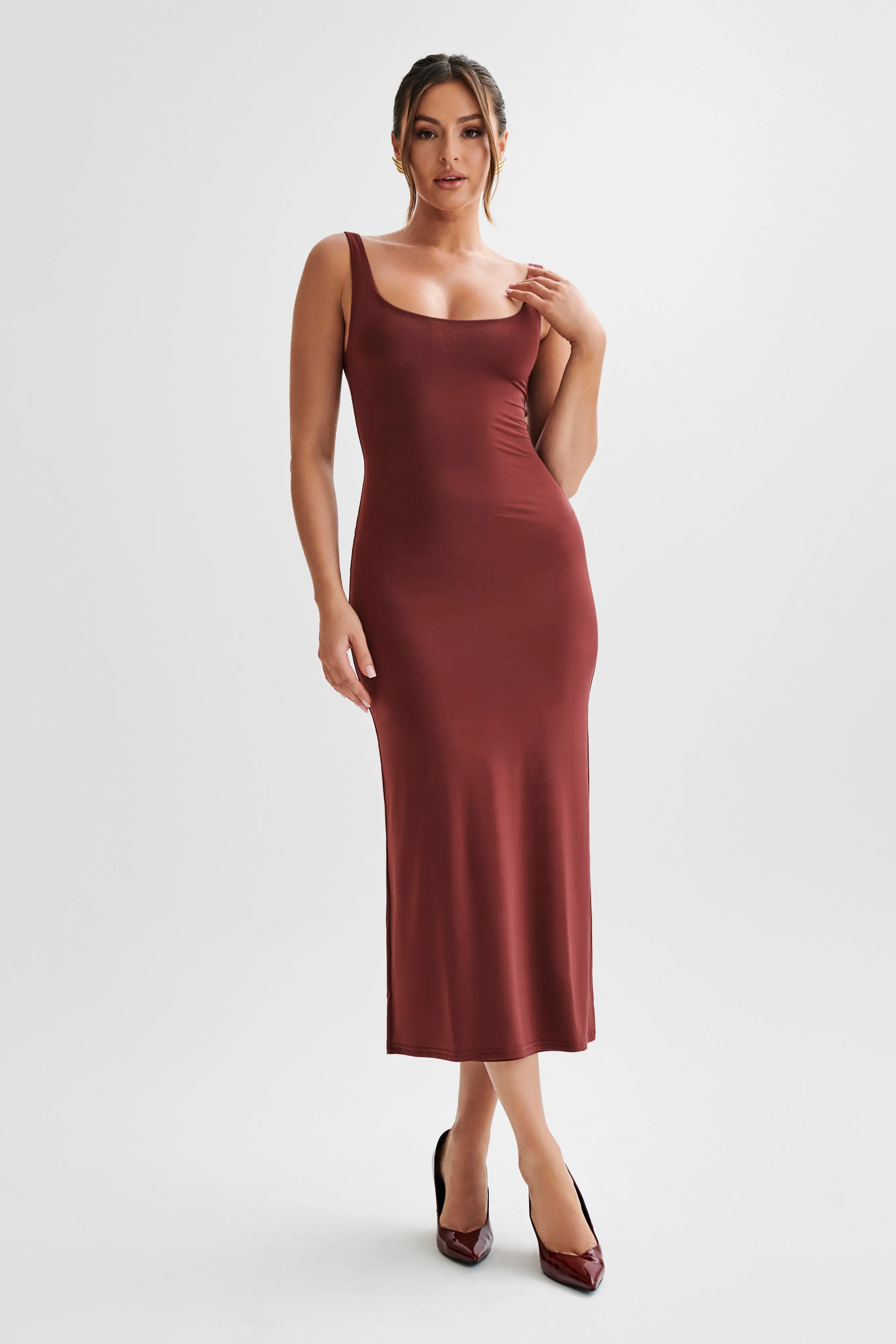 Augustine Slinky Scoop Midi Dress - Wine