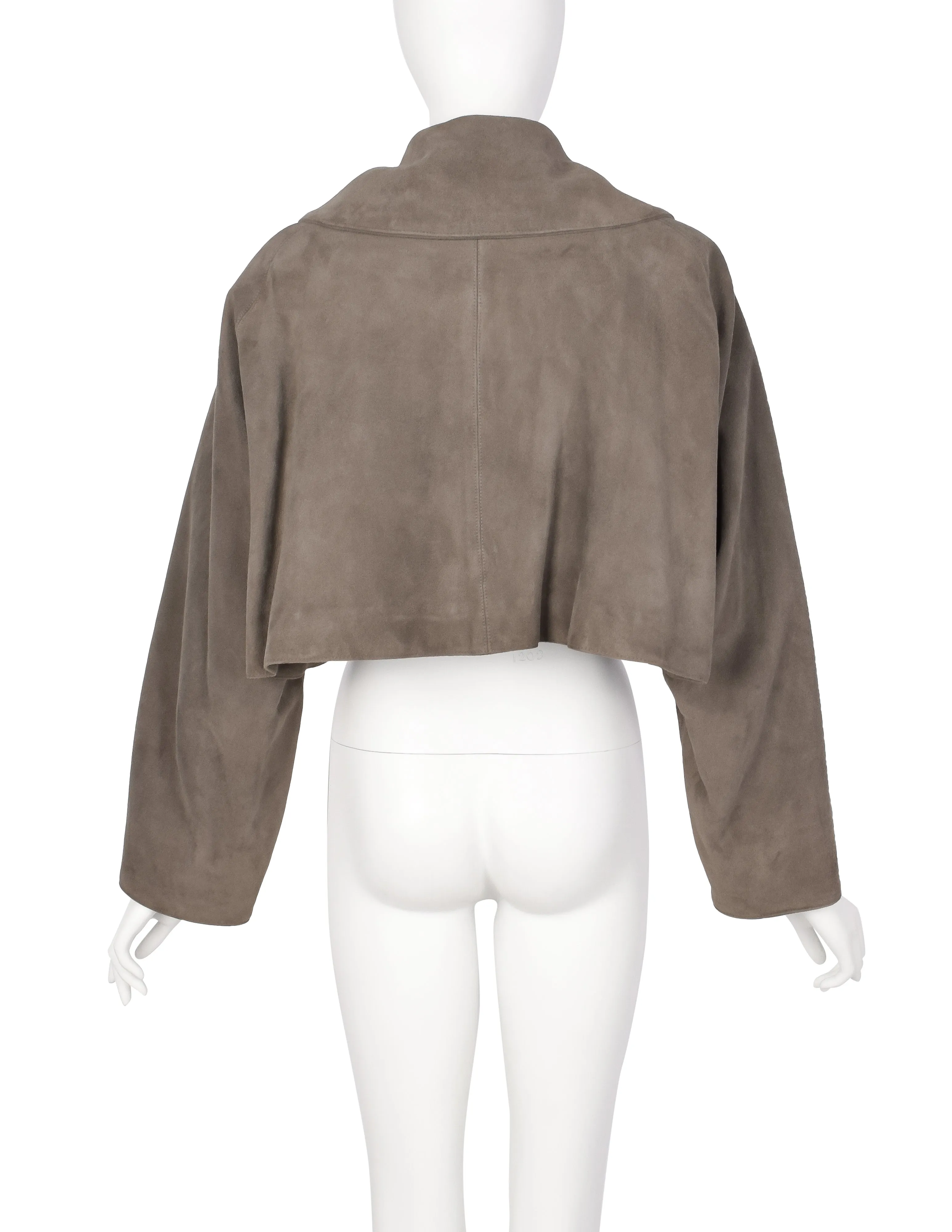 Azzedine Alaia Vintage AW 1989 Taupe Suede Cropped Jacket