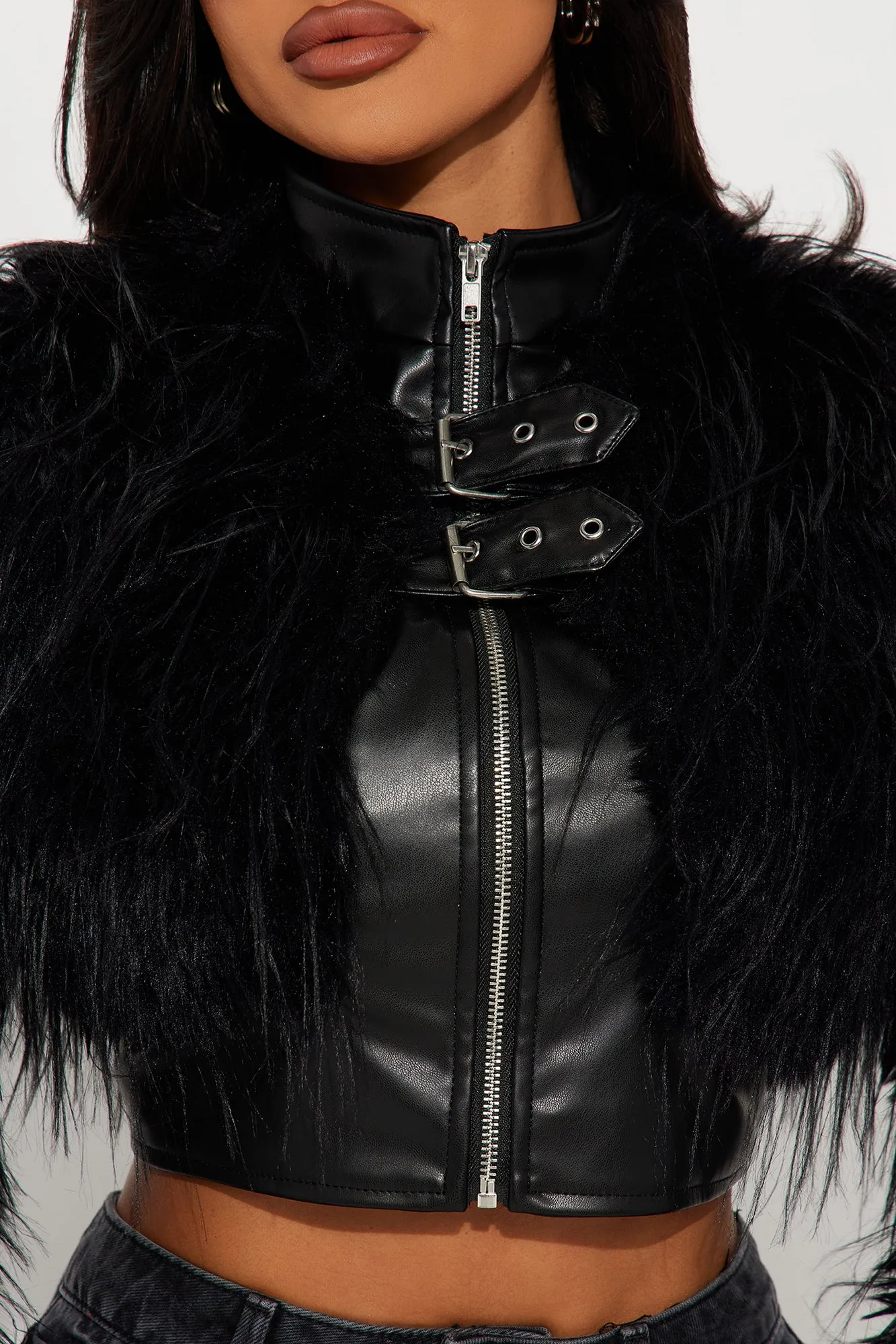 Bad Habits Faux Fur Jacket - Black