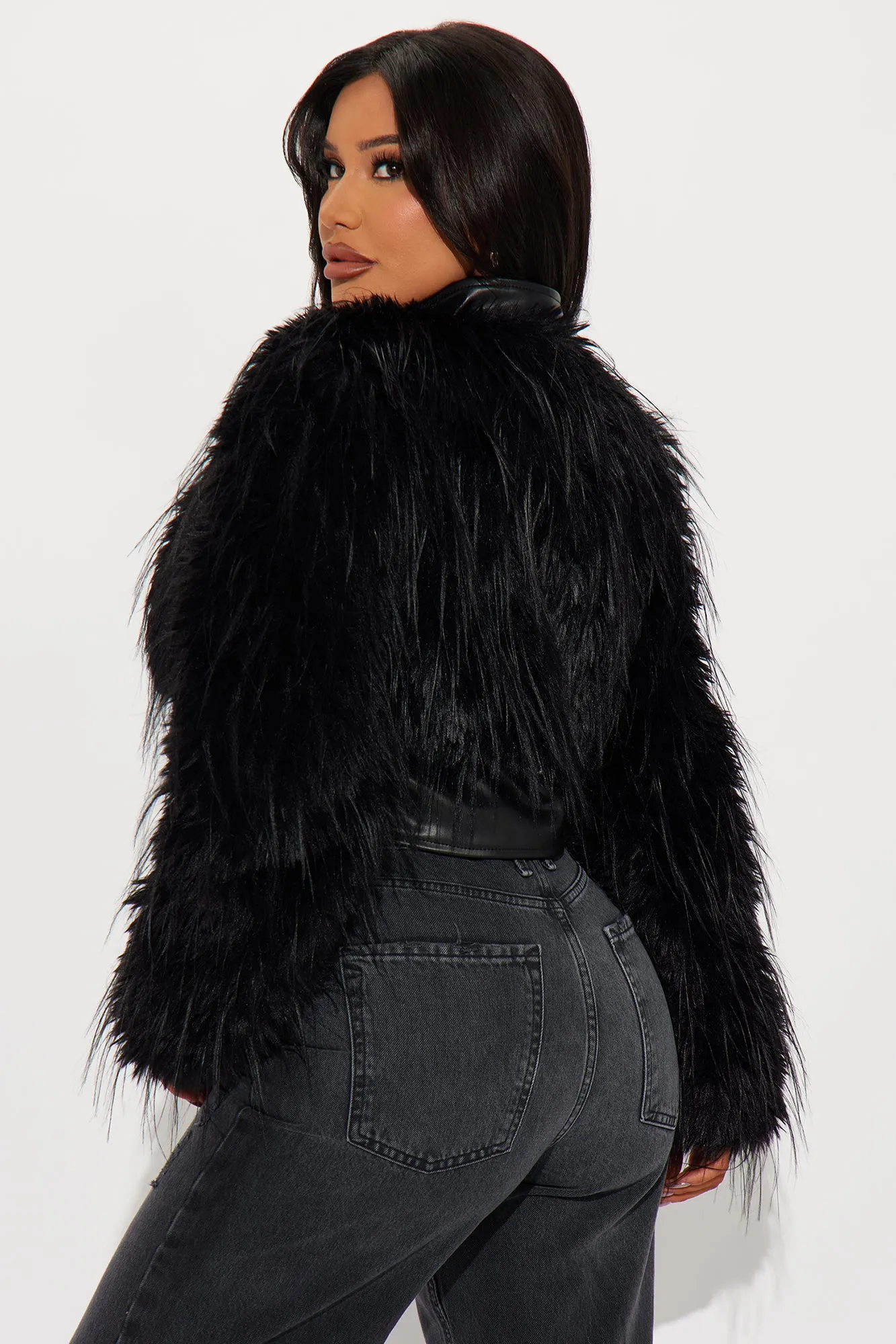 Bad Habits Faux Fur Jacket - Black