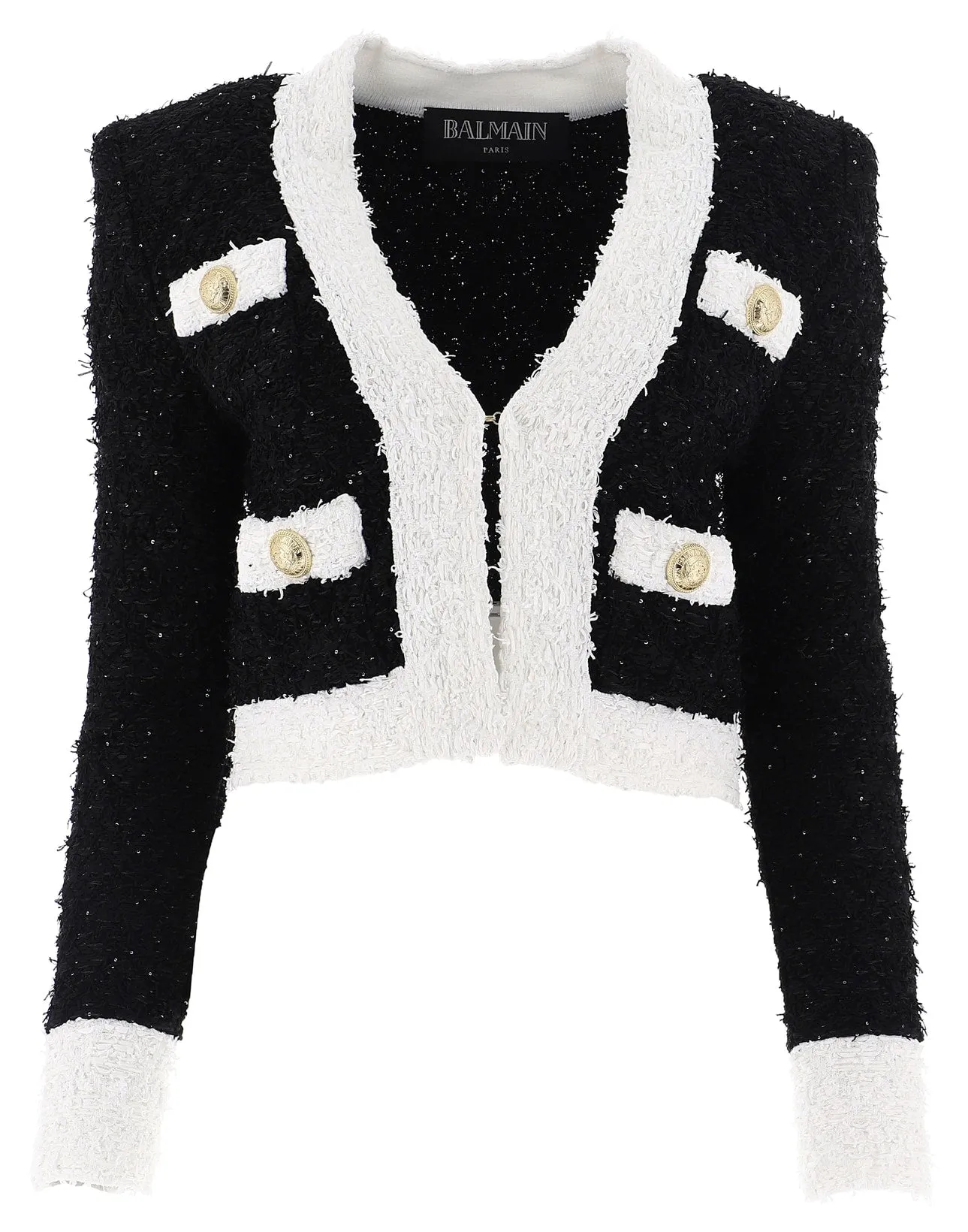 Balmain Cropped Contrast Trimmed Jacket