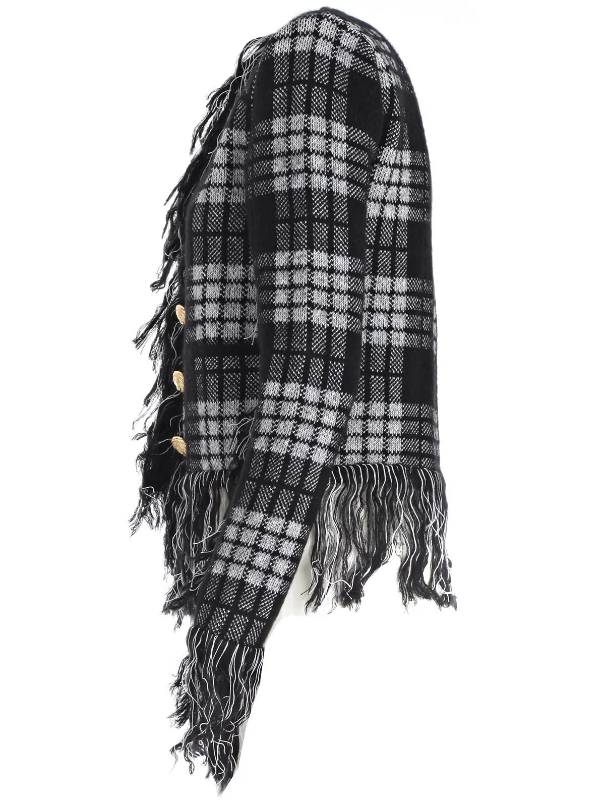 Balmain Fringed Tartan Jacket