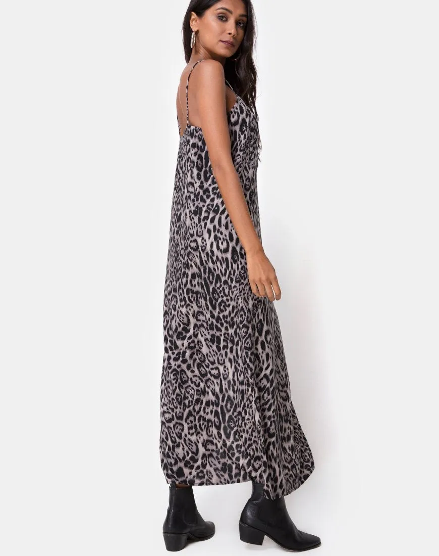 Batis Maxi Dress in Leopard Grey