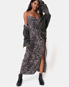 Batis Maxi Dress in Leopard Grey