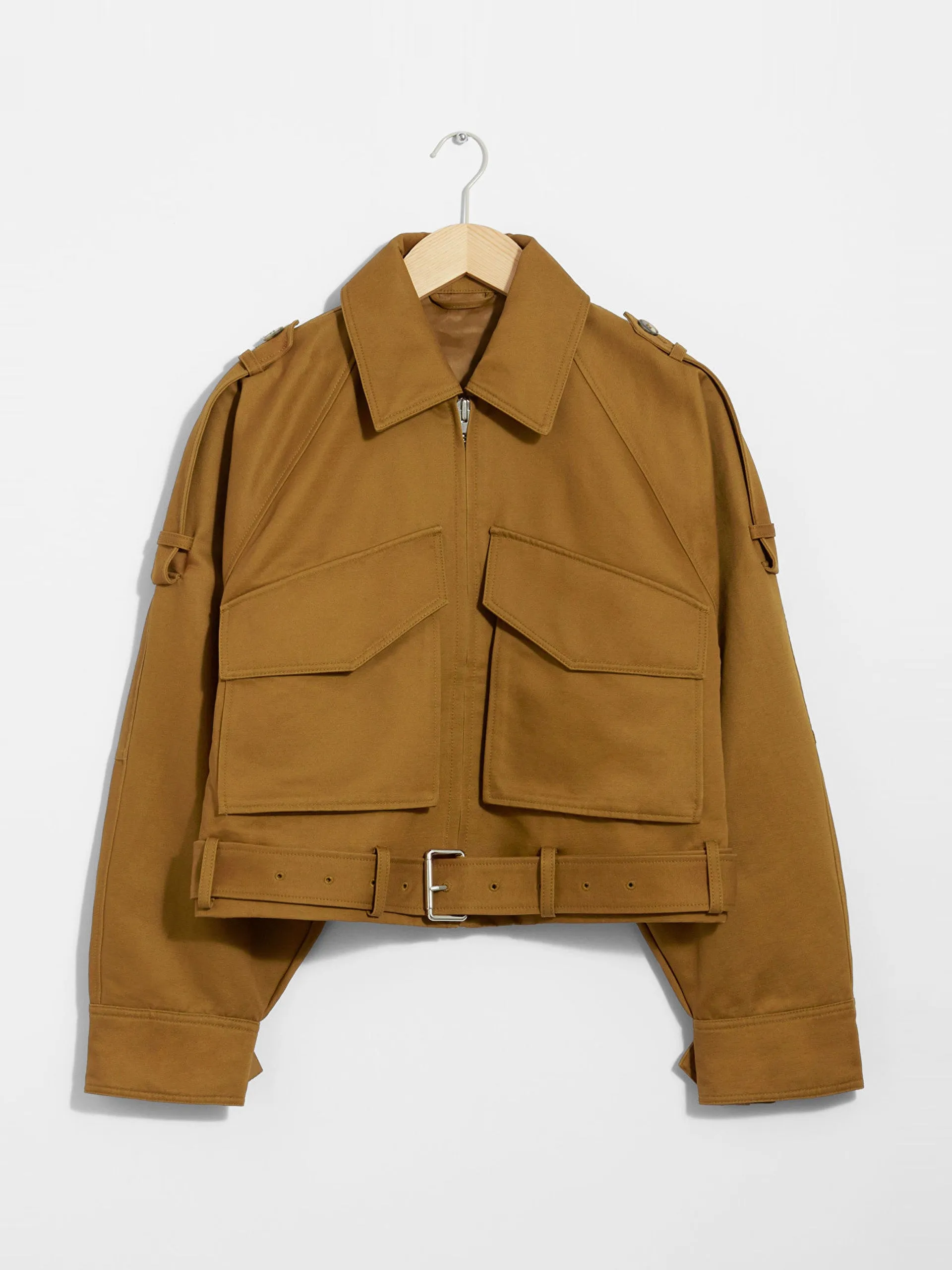 Belted patch-pocket jacket