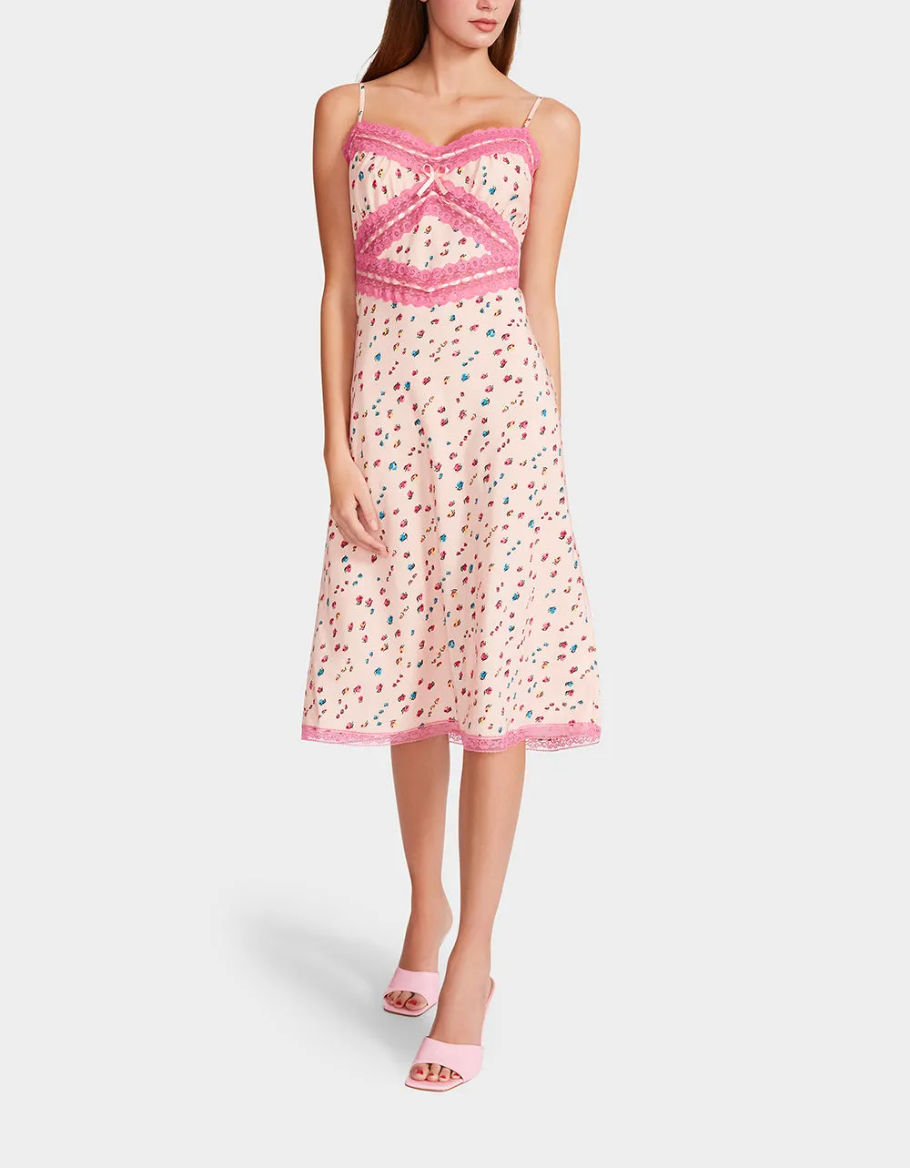 BETSEYS SLEEVELESS RIBBON DRESS CORAL