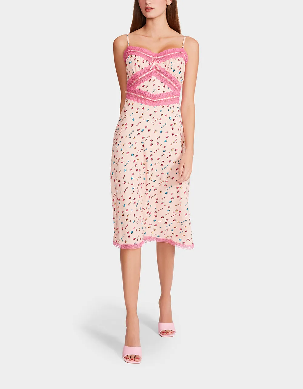 BETSEYS SLEEVELESS RIBBON DRESS CORAL