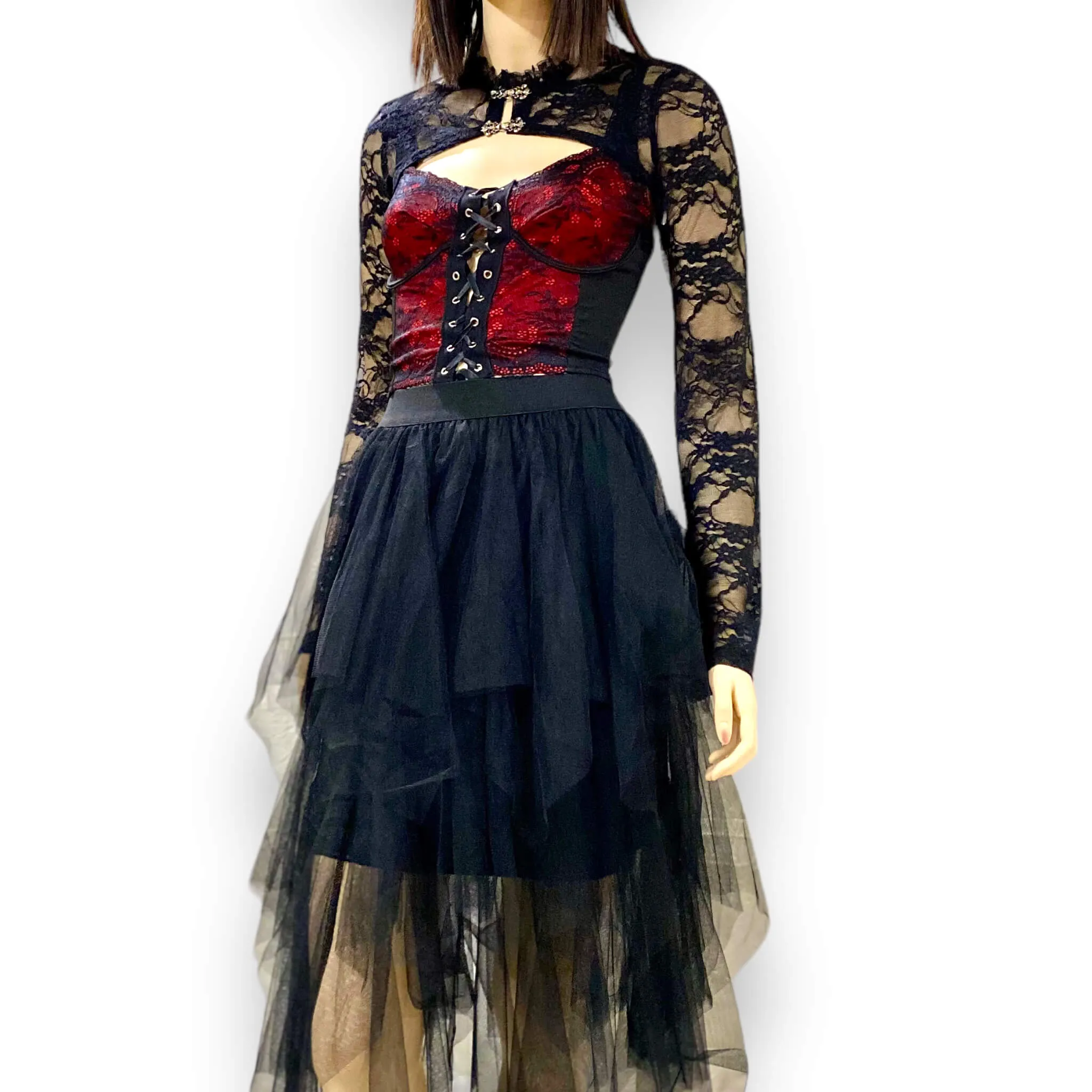 Black Floral Long Sleeve Gothic Lace Bolero