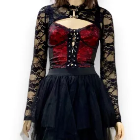 Black Floral Long Sleeve Gothic Lace Bolero