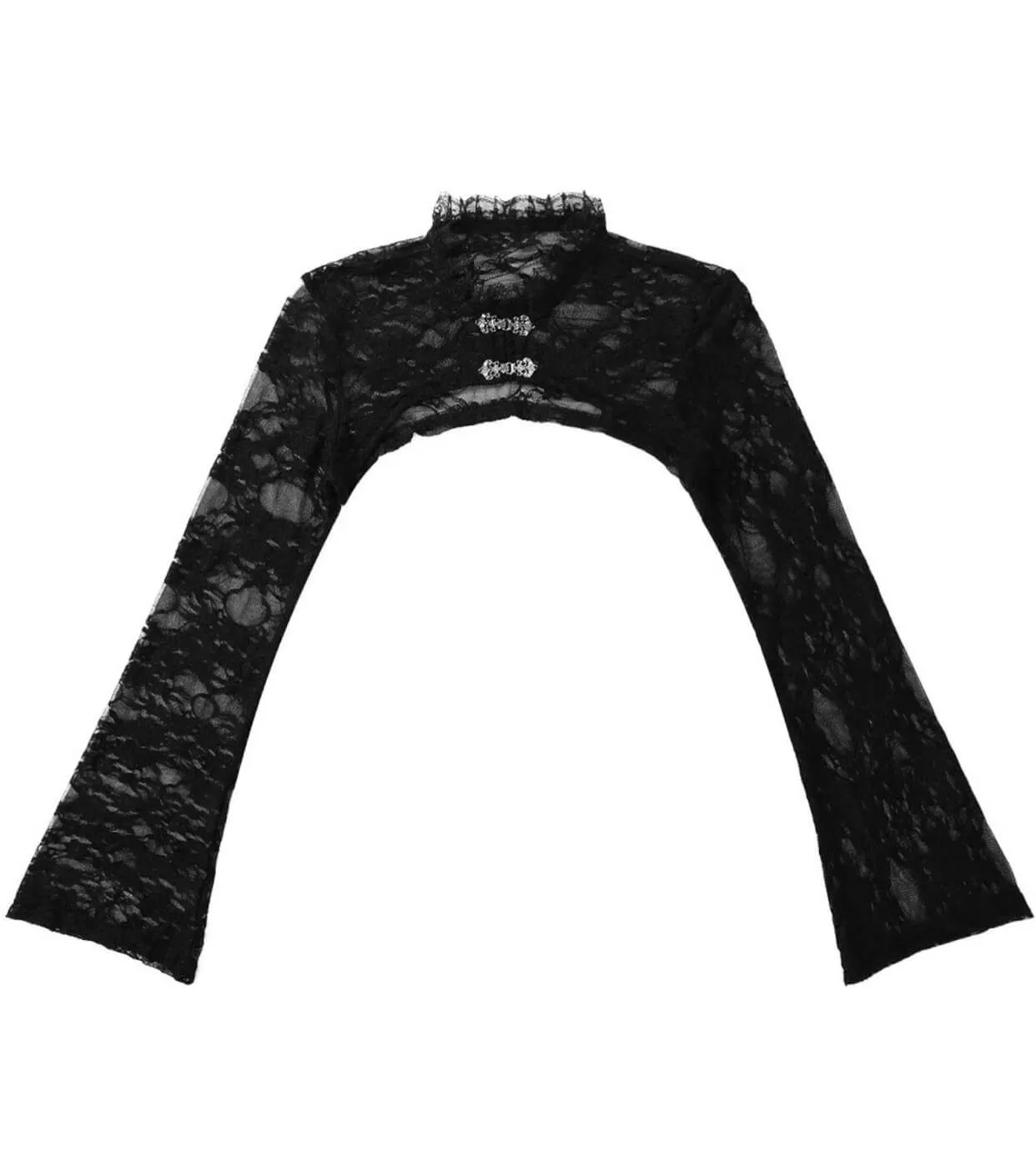 Black Floral Long Sleeve Gothic Lace Bolero