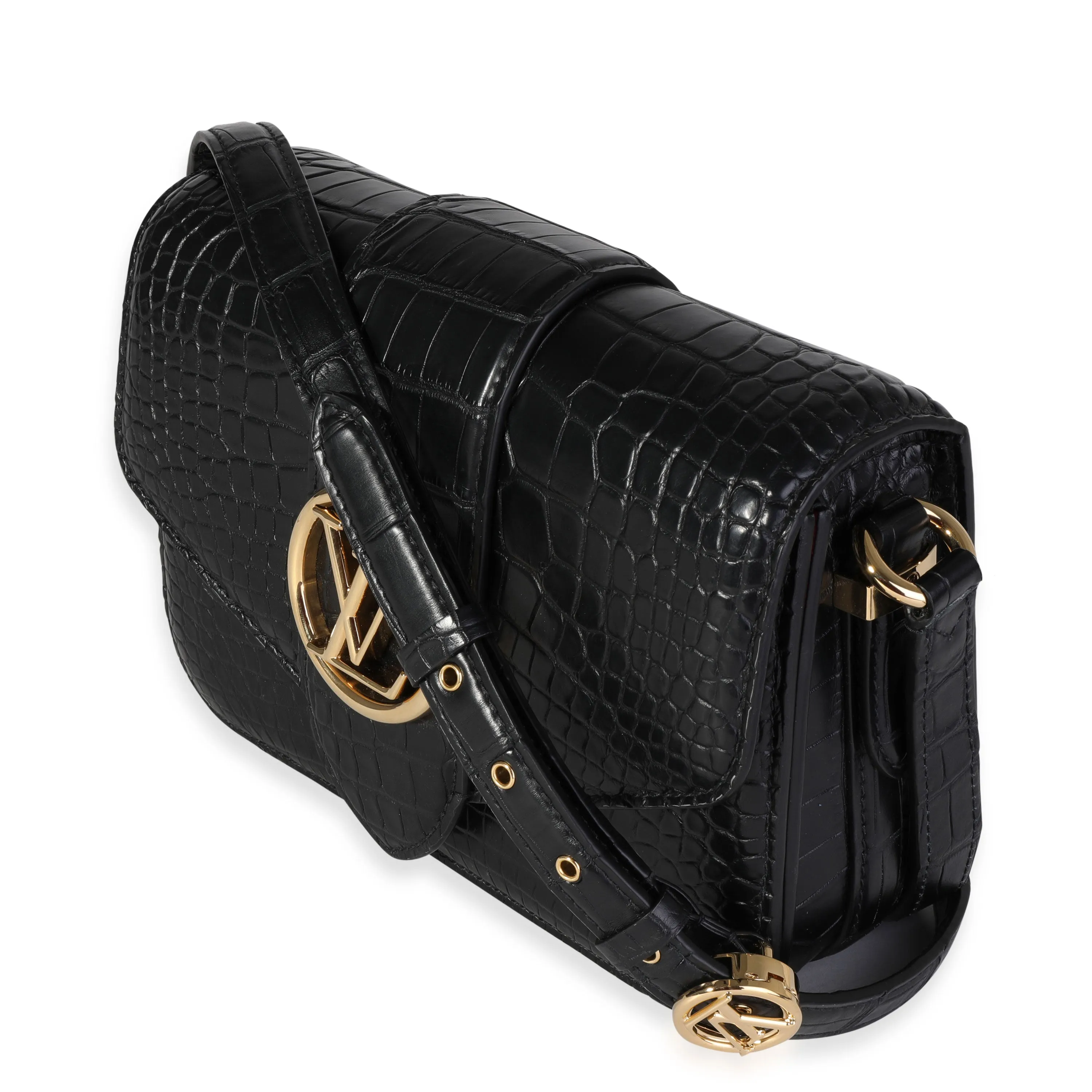 Black Matte Alligator Pont 9 Bag