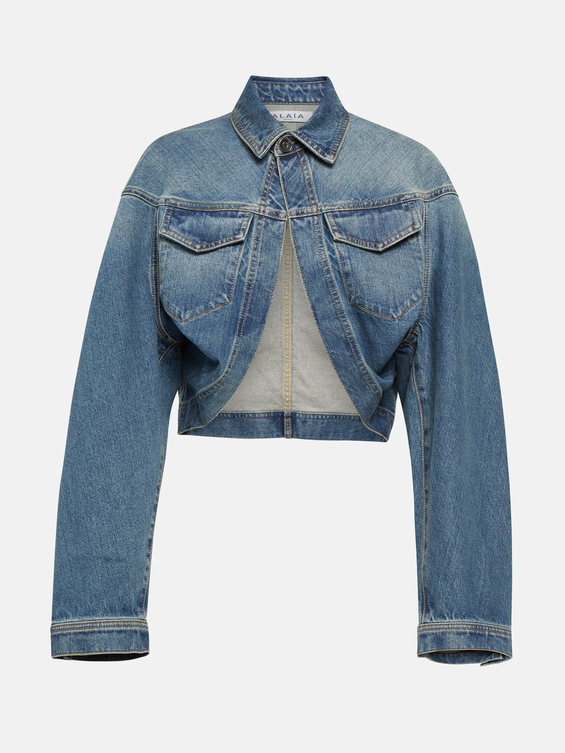 Blue cropped denim jacket